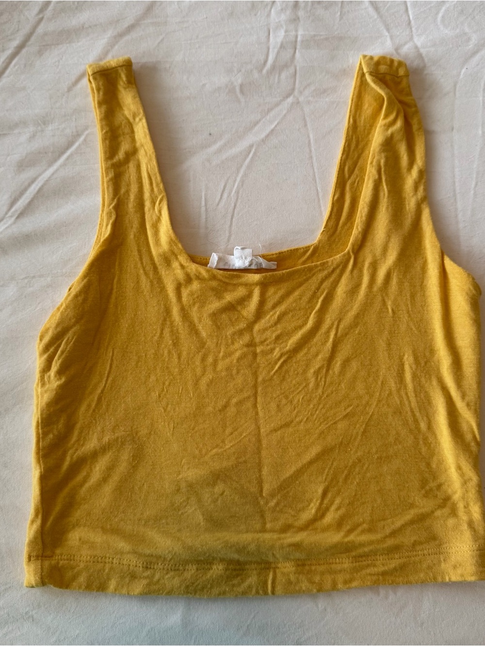 Yellow Square-Neck Crop Tank Top